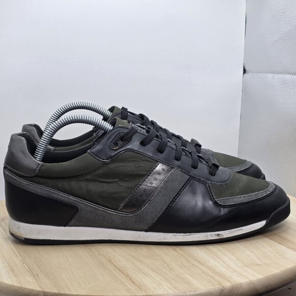 Hugo Boss Maze Low Sneakers US 8 Black Leather Fabric Casual Shoes UK 7 EU 41 - Picture 3 of 10